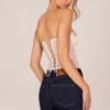 Top corset cu șireturi Zoa Bandeau în culoarea Ivory Top corset cu șireturi Zoa Bandeau în culoarea Ivory