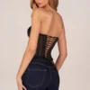 Top corset cu șireturi Zoa Bandeau în negru Top corset cu șireturi Zoa Bandeau în negru