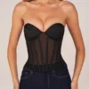 Top corset cu șireturi Zoa Bandeau în negru Top corset cu șireturi Zoa Bandeau în negru