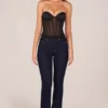 Top corset cu șireturi Zoa Bandeau în negru Top corset cu șireturi Zoa Bandeau în negru