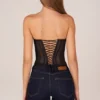 Top corset cu șireturi Zoa Bandeau în negru Top corset cu șireturi Zoa Bandeau în negru