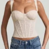 Top corset din dantelă cu sârmă Junia, culoare ivoriu Top corset din dantelă cu sârmă Junia, culoare ivoriu