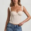 Top corset din dantelă cu sârmă Junia, culoare ivoriu Top corset din dantelă cu sârmă Junia, culoare ivoriu