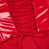 Top corset din vinil cu șireturi Lamiya în roșu aprins