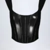 Top corset din vinil cu șireturi Lamiya, negru Top corset din vinil cu șireturi Lamiya, negru