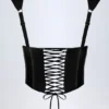 Top corset din vinil cu șireturi Lamiya, negru Top corset din vinil cu șireturi Lamiya, negru