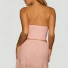 Top corset drapat cu ornamente, din argint, în nuanța roz lavandă Top corset drapat cu ornamente, din argint, în nuanța roz lavandă