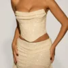 Top corset drapat cu ornamente Sterling, alb Top corset drapat cu ornamente Sterling, alb
