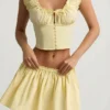 Top corset Faela din poplin de bumbac cu volane, în culoarea galben lămâie Top corset Faela din poplin de bumbac cu volane, în culoarea galben lămâie