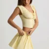 Top corset Faela din poplin de bumbac cu volane, în culoarea galben lămâie Top corset Faela din poplin de bumbac cu volane, în culoarea galben lămâie