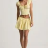 Top corset Faela din poplin de bumbac cu volane, în culoarea galben lămâie Top corset Faela din poplin de bumbac cu volane, în culoarea galben lămâie