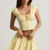 Top corset Faela din poplin de bumbac cu volane, în culoarea galben lămâie Top corset Faela din poplin de bumbac cu volane, în culoarea galben lămâie