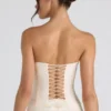 Top corset fără bretele, cu dantelă și volane, Melvina, în culoarea ivoriu Top corset fără bretele, cu dantelă și volane, Melvina, în culoarea ivoriu