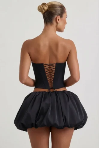 Top corset fără bretele cu decupaj în formă de inimă și ornamente Amora, negru Top corset fără bretele cu decupaj în formă de inimă și ornamente Amora, negru