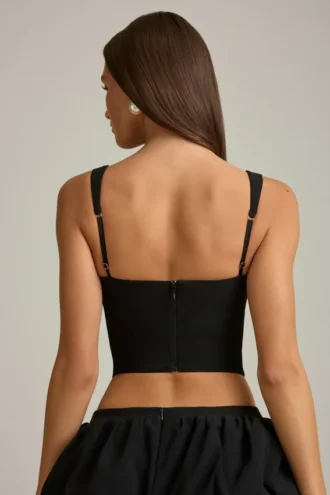Top corset Pearla cu decupaje și detalii cu fundițe, negru Top corset Pearla cu decupaje și detalii cu fundițe, negru