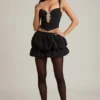 Top corset Pearla cu decupaje și detalii cu fundițe, negru Top corset Pearla cu decupaje și detalii cu fundițe, negru