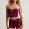Top crop bandeau Tarni cu detalii metalice, în nuanța Berry Purple Top crop bandeau Tarni cu detalii metalice, în nuanța Berry Purple