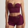 Top crop bandeau Tarni cu detalii metalice, în nuanța Berry Purple Top crop bandeau Tarni cu detalii metalice, în nuanța Berry Purple