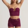 Top crop bandeau Tarni cu detalii metalice, în nuanța Berry Purple Top crop bandeau Tarni cu detalii metalice, în nuanța Berry Purple
