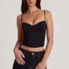 Top cu bretele și sârmă, cu volane, din TENCEL™ Modal, model Mirelle, negru Top cu bretele și sârmă, cu volane, din TENCEL™ Modal, model Mirelle, negru
