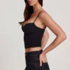 Top cu bretele și sârmă, cu volane, din TENCEL™ Modal, model Mirelle, negru Top cu bretele și sârmă, cu volane, din TENCEL™ Modal, model Mirelle, negru