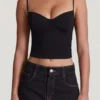 Top cu bretele și sârmă, cu volane, din TENCEL™ Modal, model Mirelle, negru Top cu bretele și sârmă, cu volane, din TENCEL™ Modal, model Mirelle, negru