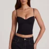 Top cu bretele și sârmă, cu volane, din TENCEL™ Modal, model Mirelle, negru Top cu bretele și sârmă, cu volane, din TENCEL™ Modal, model Mirelle, negru
