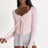 Top cu legătură în față din Modal, culoare Blush Top cu legătură în față din Modal, culoare Blush