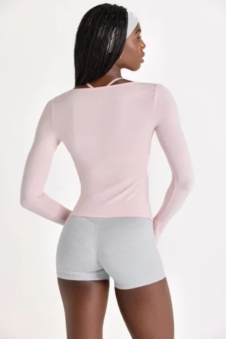 Top cu legătură în față din Modal, culoare Blush