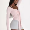 Top cu legătură în față din Modal, culoare Blush Top cu legătură în față din Modal, culoare Blush