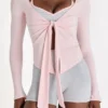 Top cu legătură în față din Modal, culoare Blush Top cu legătură în față din Modal, culoare Blush