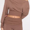Pantaloni Thea Modal cu talie joasă și croi drept, în culoarea Mocha Pantaloni Thea Modal cu talie joasă și croi drept, în culoarea Mocha
