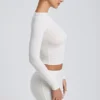 Top cu mâneci lungi și volane Alia din modal, culoare alb Top cu mâneci lungi și volane Alia din modal, culoare alb