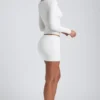 Fustă mini cu talie medie și volane din modal Cali, în culoarea alb Fustă mini cu talie medie și volane din modal Cali, în culoarea alb