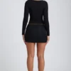 Top cu mâneci lungi și volane Emry Modal, negru