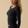 Top cu mâneci lungi Soft Active în negru Top cu mâneci lungi Soft Active în negru