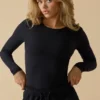 Top cu mâneci lungi Soft Active în negru Top cu mâneci lungi Soft Active în negru