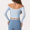 Top cu umerii goi din jersey moale, culoare albastru pudră Top cu umerii goi din jersey moale, culoare albastru pudră