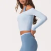 Top cu umerii goi din jersey moale, culoare albastru pudră Top cu umerii goi din jersey moale, culoare albastru pudră