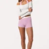 Top cu umerii goi din jersey moale, culoare lapte