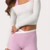 Top cu umerii goi din jersey moale, culoare lapte