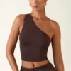 Top cu un umăr Andi Modal în culoarea ciocolată Top cu un umăr Andi Modal în culoarea ciocolată