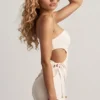 Top cu un umăr din jersey texturat Nerina, alb Top cu un umăr din jersey texturat Nerina, alb
