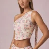 Top cu un umăr și detaliu eșarfă Rae, cu imprimeu floral Primrose