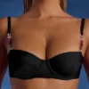 Top de bikini balconet cu sârmă, decorat cu mărgele, Malindi, în negru Top de bikini balconet cu sârmă, decorat cu mărgele, Malindi, în negru