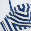 Top de bikini balconet cu sârmă și gât halter Ascona, cu dungi albastre marine Top de bikini balconet cu sârmă și gât halter Ascona, cu dungi albastre marine