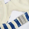 Top de bikini balconet cu sârmă și gât halter Ascona, cu dungi albastre marine Top de bikini balconet cu sârmă și gât halter Ascona, cu dungi albastre marine