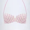Top de bikini balconetă cu sârmă și gât halter Ascona, cu dungi mov Top de bikini balconetă cu sârmă și gât halter Ascona, cu dungi mov