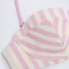 Top de bikini balconetă cu sârmă și gât halter Ascona, cu dungi mov Top de bikini balconetă cu sârmă și gât halter Ascona, cu dungi mov