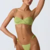 Slipuri de bikini cu bretele late și decorațiuni Sunray, în culoarea verde pară Slipuri de bikini cu bretele late și decorațiuni Sunray, în culoarea verde pară